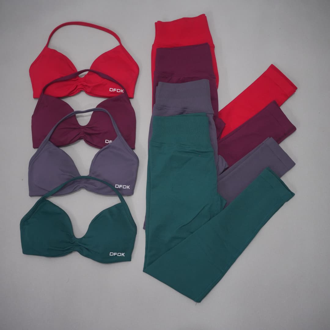 Pilates Yoga Leggings - DFDK Bezszwowy Dzianinowy Damski Zestaw do