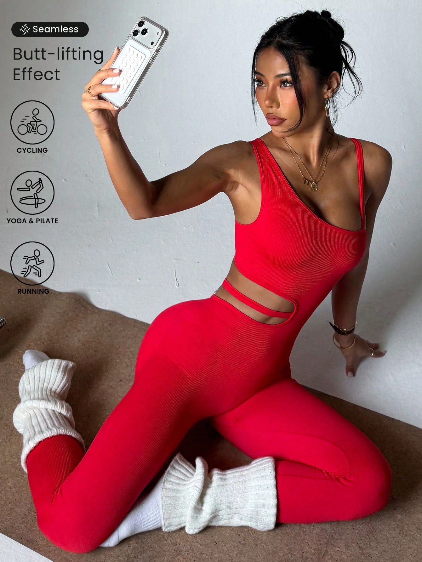 Pilates Yoga Leggings - Piękny krój na plecach, seksowne, jednoczęściowe