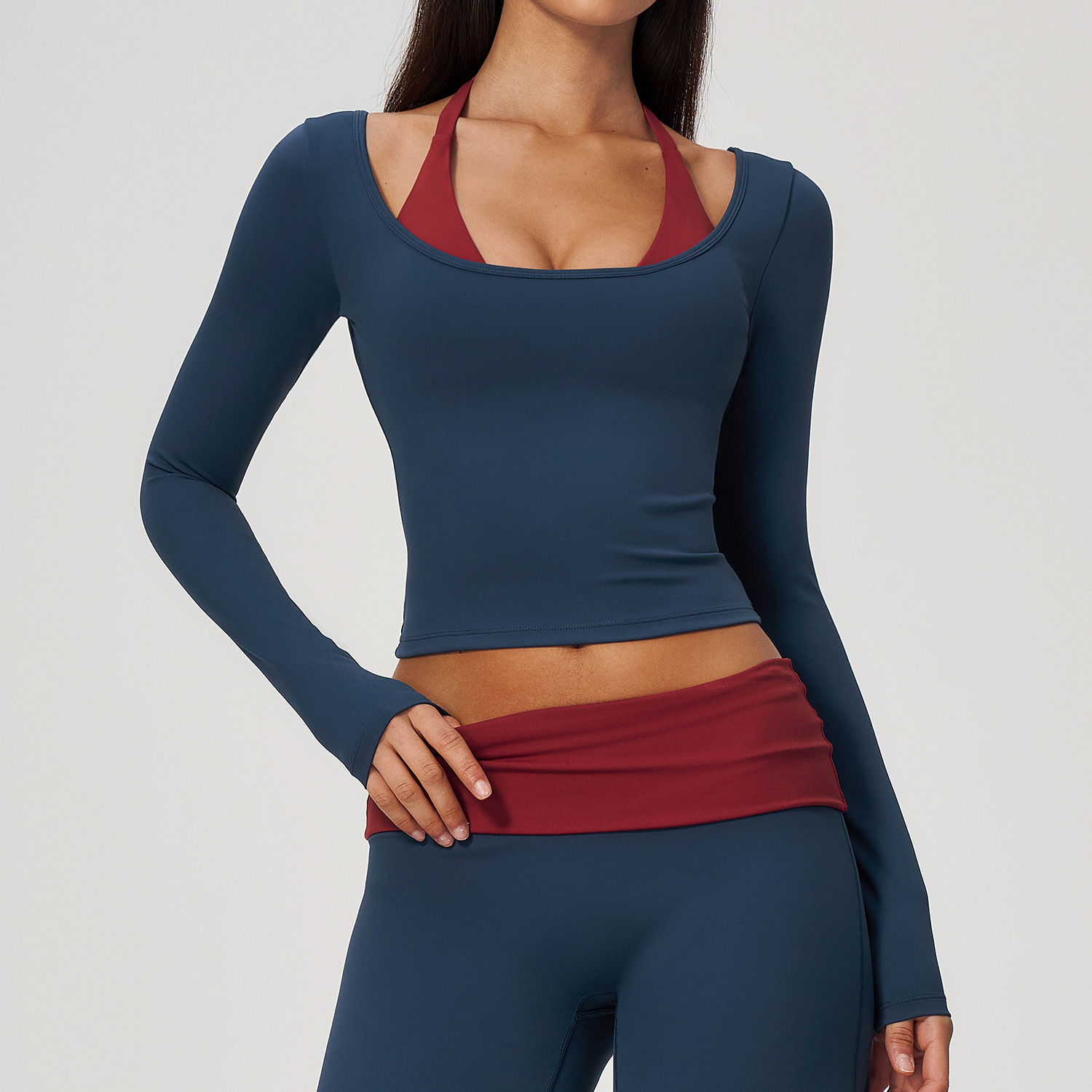 Pilates Yoga Top - 2-w-1 Imitacja Dwuczęściowego Topu do Jogi